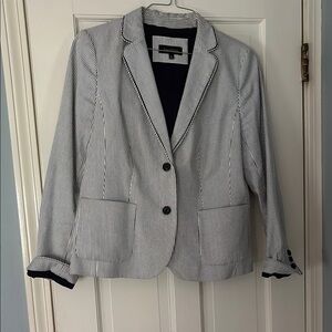 Talbots Blue and White Blazer Classic Professional Design